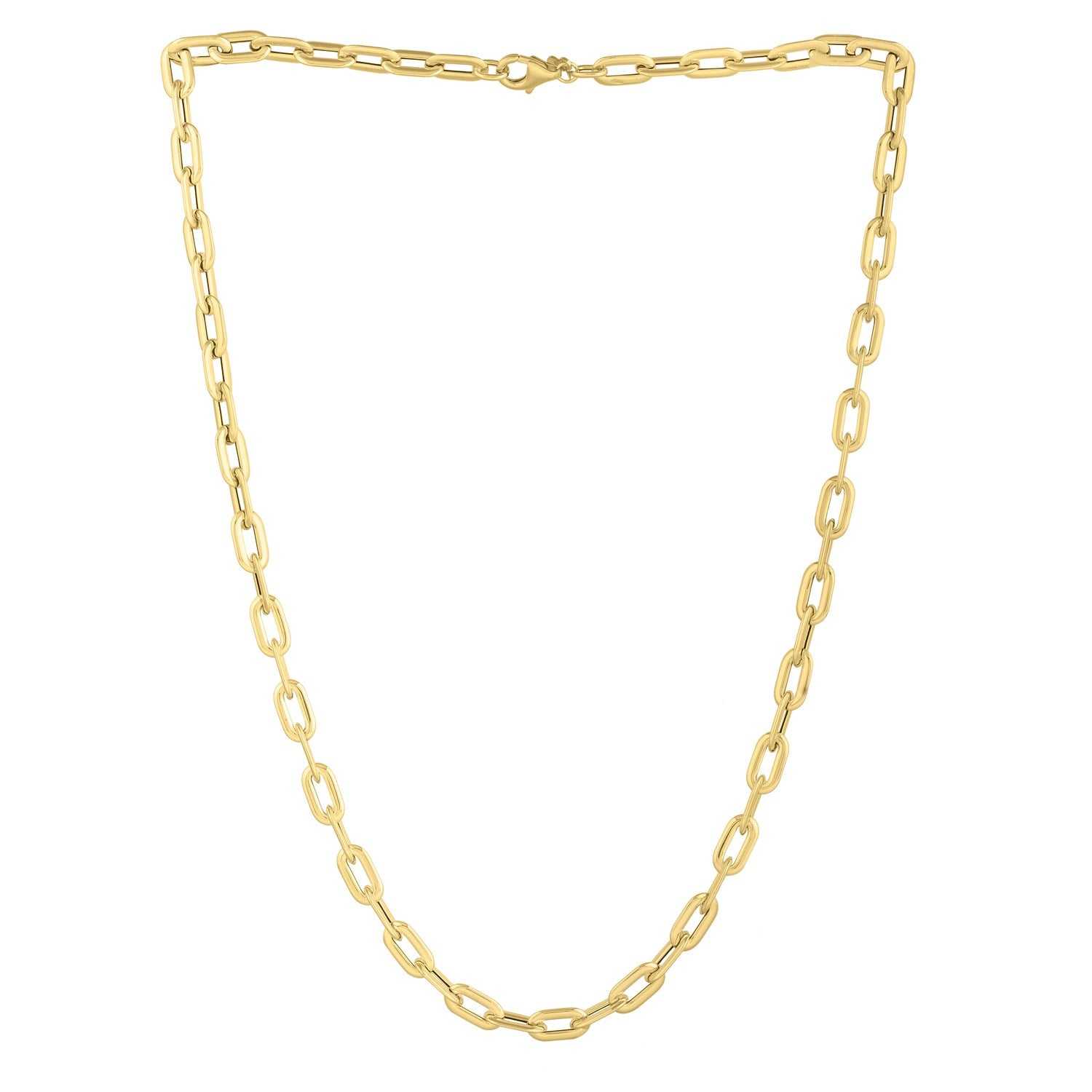 Oval Domed Paperclip Necklace in 14K Yellow Gold