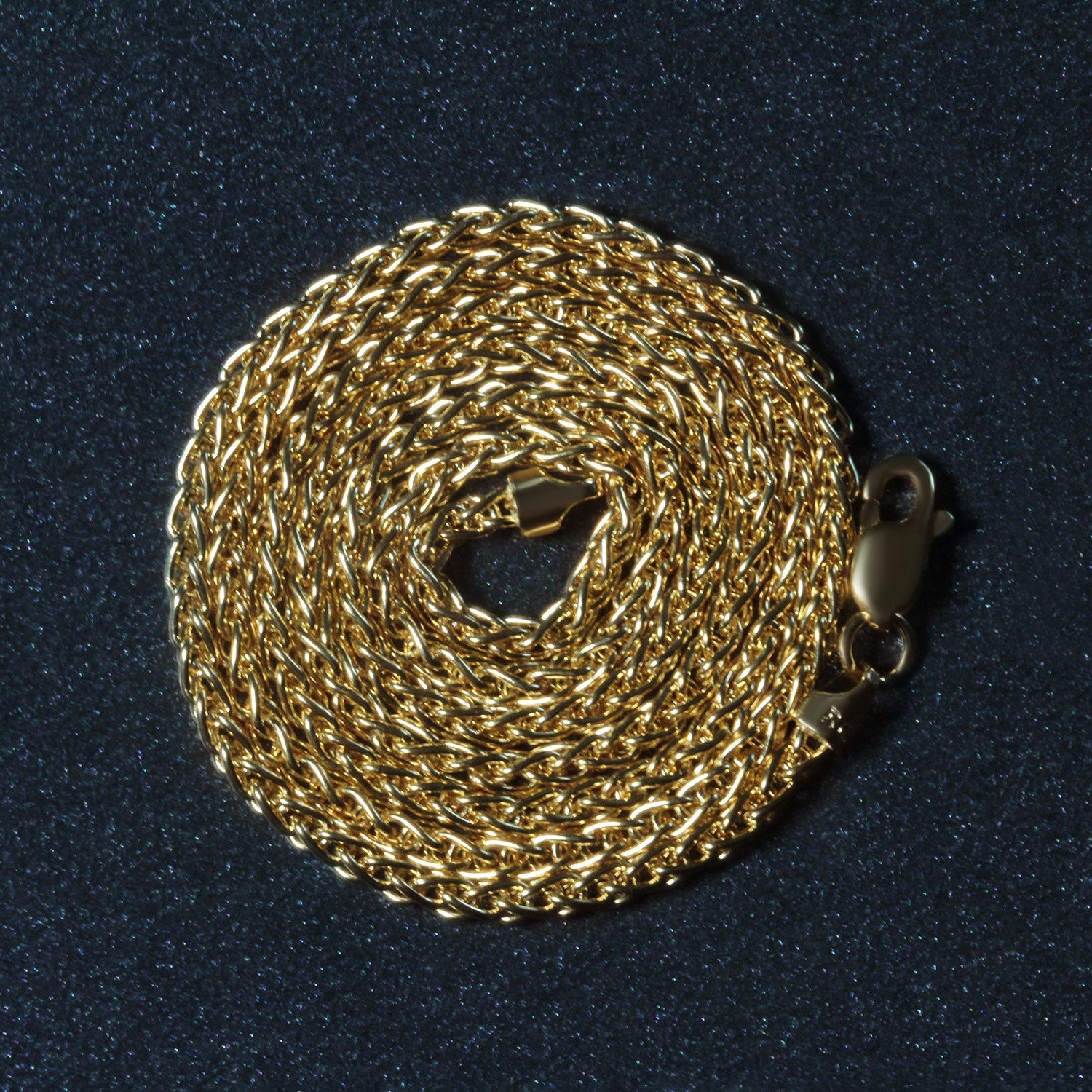 14k Yellow Gold Round Wheat Chain (2.1 mm)